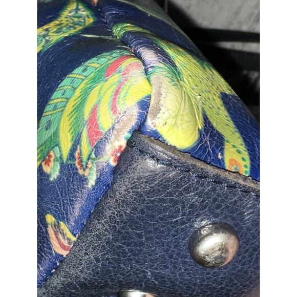 Patricia Nash Poppy Leather Tote In Birds Of Paradise Patriot Blue Purse Handbag - Picture 11 of 16